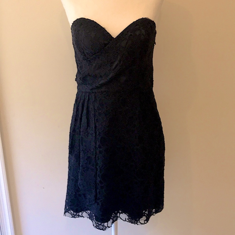 Express Black Lace Strapless Sweetheart Dress -Sz4 - Picture 1 of 8